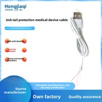 Câble de données USB à usage médical, fourni directement par le fabricant HJQ, avec protection de la queue, une extrémité 4 broches, conducteur en cuivre, gaine en PVC, blindage.