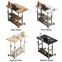 Table de lit mobile réglable en MDF avec étagères de rangement, bureau d'appoint moderne pour ordinateur portable, idéale pour petits espaces, dortoirs et études