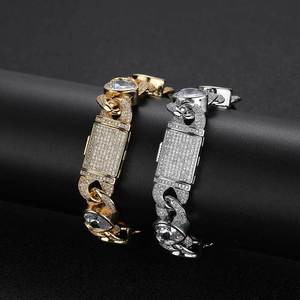 Hip Hop Jewelry 12mm <b>Love</b> 8 Character Cuban Chain Zircon <b>Bracelet</b> Personalized Men's <b>Bracelet</b> Tanjing - Product Image 4