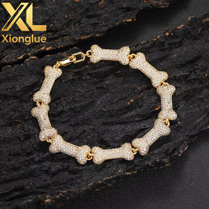 New Model Hip-Hop Bone BANGLES 10mm Full Zirconia Strand <b>Bracelet</b> <b>Copper</b> Alloy European-Style Trendy Brand Unisex Party - Product Image 2