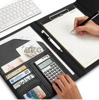 Portafolio Multifuncional de Piel Sintética para Archivos A4, Carpeta de Conferencias con Calculadora