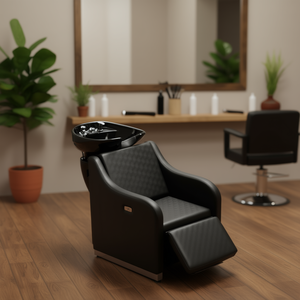 D0100HRXTAP Electric Adjustable <b>Shampoo</b> <b>Chair</b> Ceramic Bowl Barber Shop Salon Furniture With Footrest Contemporary Design - Product Image 2