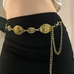 Retro Bohemian Style High-End Fashionable Metal Waist Vintage <b>Chain</b> <b>Belt</b> <b>for</b> <b>Dresses</b> Ethnic-Style Decoration - Product Image 2