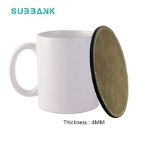Sous-banque en gros personnaliser Sublimation dessous de verre/cercles et carrés blanc mode en cuir Sublimation dessous de verre