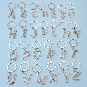 Trong Kho Bán Buôn 26 Chữ Viết tắt Kim Cương Thư Keychain Lấp Lánh Kim Loại Kẽm Hợp Kim Màu Hồng Bạc Keychain Thư Kim Cương - Product Image 6