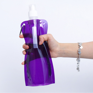 Low MOQ Custom Logo 450ML Reusable Drinking Water <b>Container</b> Bags No-leak Doypack Collapsible Water Bottles With Nozzle and Clip - Product Image 2