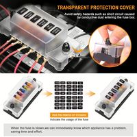 Boîtier de distribution d'alimentation automobile 6 voies 12V-24V basse tension avec porte-fusibles à lame et fusibles