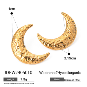 Pendientes de Acero Inoxidable con Baño de Oro PVD de 18k, Resistentes al Agua, con Diseño de Luna y Textura de Lava, Estilo Punk, Gruesos, para <span class=keywords><strong>Chica</strong></span> - Product Image 6