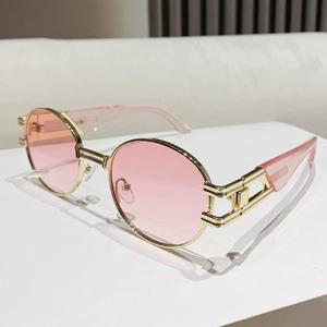 نظارات شمسية قوطية بيضاوية للرجال نظارات شمسية فاخرة كلاسيكية مستديرة بإطار معدني نظارات حماية UV400 نظارات عصرية - Product Image 3