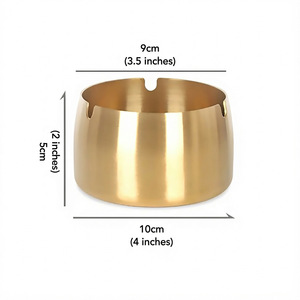 Stainless Steel <b>Ashtray</b> 10cm Round Gold Creative Design For Home Hotel Restaurant - Product Image 1
