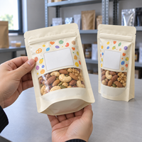 Sachet d'emballage alimentaire pour petites entreprises avec fenêtre, refermable à fermeture éclair, pour noix, snacks, granola, biscuits – Pochette souple à fond plat