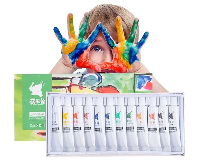Children's Finger Paint 12 Colors 12ML Watercolor Painting Washable