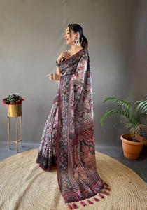 Sari en soie extensible de créateur pour tenue de soirée - Product Image 5