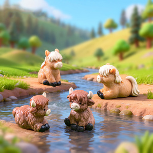 <span class=keywords><strong>Miniatura</strong></span> de Vaca y Caballo, Micropaisaje, Decoración de Oficina, Jardín, Escritorio, Mesa de Fiesta, Mini Figuras de Animales de Resina, Adornos - Product Image 2