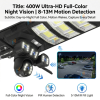 Lampadaire solaire avec caméra de surveillance réseau Wifi, caméra étanche, caméras de sécurité extérieures, lampadaire LED XA12