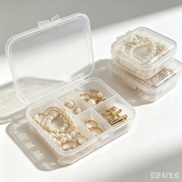 Boîte à bijoux portable en plastique transparent avec fermeture à clip, petite boîte de rangement pour bijoux, pour boucles d'oreilles, bagues, colliers, boîte de rangement pour bijoux de voyage