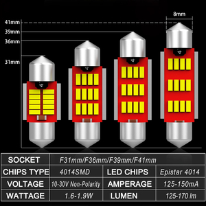 G-View エラーフリー C5W LED電球 31-41mm 4014 12SMD キャンバス 12V 新型 ゴルフ A6 インテリア ドーム フェストンライト - Product Image 3