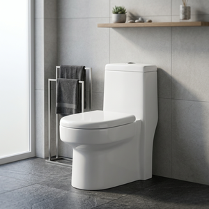 WC monobloc en céramique de style américain Chaozhou, 300 mm, siphon en S, chasse d'eau par siphon, à poser au sol - Product Image 2
