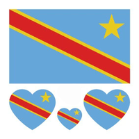 Ensemble de produits populaires 2026 de la série Drapeau du Congo, 11 pièces : Porte-clés, autocollant, crayon, drapeau à main, seau, pour la promotion