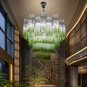 Lámpara de Araña de Cristal de Murano Estilo Francés, Dorado, <span class=keywords><strong>Luz</strong></span> Blanca Cálida LED, Altura Ajustable, Regulable, Instalación para Escalera - Product Image 3