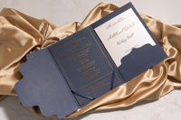 Carte d'invitation de mariage personnalisée en acrylique, pliée en trois, romantique, pour la décoration de la fête nuptiale