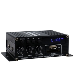 Mini amplificateur de puissance stéréo AK-370 12V avec Bluetooth, USB, SD, FM, entrée AUX et contrôle des aigus et des basses pour l'audio automobile - Product Image 1