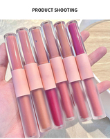 Fête Quotidienne Au Détail Maquillage Double Tête Liquide Rouge À Lèvres Haute Pigment Étanche Longue Durée Velours Mat Miroir Brillant À Lèvres