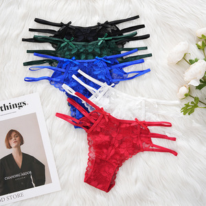 Tangas sin costuras de cintura media para mujer, estilo diario, con logo bordado y decoración de encaje en la cintura, bragas invisibles tipo <span class=keywords><strong>hipster</strong></span>. - Product Image 4
