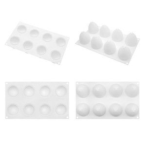 8-Cavity Semi Circular Silicone Mold For Mousse Cake Baking And Chocolate DIY Hemispherical Shape 60mm Height 50mm Diameter - Product Image 3
