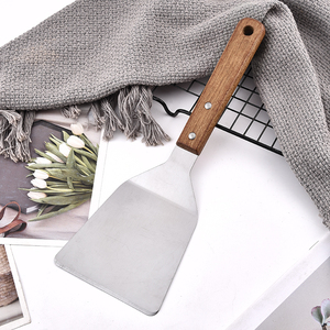 Wholesale SUS430 <strong>Accessories</strong> Stainless Steel <strong>Kitchen</strong> <strong>Grey</strong> Wooden Handle Spatula Cake Cooking Spatula with Hanging Wooden Handle - Product Image 4
