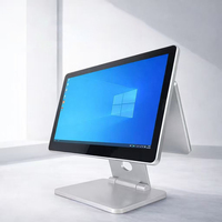 Sistema POS de Doble Pantalla de 15.6+11.6 Pulgadas, Caja Registradora Táctil Plegable con Sistema Operativo Windows y Android para Tiendas y Hoteles