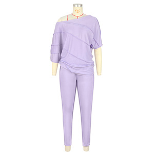 Completo Loungewear Estivo 2026 da Donna: Set 2 Pezzi con Felpa a Maniche a Pipistrello e <span class=keywords><strong>Spalla</strong></span> Obliqua e Pantaloni - Product Image 6