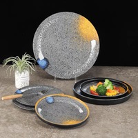 Vente en gros Vaisselle imprimée par décalcomanies Assiettes et plats plats ronds en mélamine 100% Assiettes et plats en mélamine incassables 7/ 8/ 9 /10 pouces