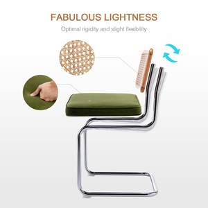 <span class=keywords><strong>Silla</strong></span> <span class=keywords><strong>Cesca</strong></span> de Ratán Moderna para Restaurante o Cafetería, <span class=keywords><strong>Silla</strong></span> de Comedor de Mimbre, <span class=keywords><strong>Silla</strong></span> Lateral <span class=keywords><strong>Tapizada</strong></span> en Terciopelo Verde - Product Image 4