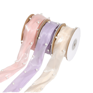 Custom Single Face Satin Pearl <b>Ribbon</b> Solid Color Soft Sheer Silky for DIY Gift Wrapping <b>Cake</b> Decor - Product Image 2