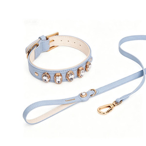 Bling Rhinestone Elegant Durable <b>Dog</b> <b>Collar</b> Leash Set Luxury PU Leather Small Medium <b>Dogs</b> Adjustable Soft Padded Neck Strap - Product Image 5