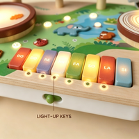 Jouet musical en bois Montessori, clavier, jouet éducatif pour enfants, batterie rechargeable, cadeau, planche d'activités avec lumière et son