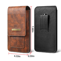 Portable Double téléphone taille sac ceinture sport magnétique marron PU cuir téléphone portable pochette de transport pour hommes