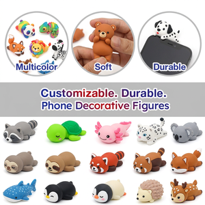 Funda de Teléfono Personalizada con Diseño Kawaii de Animales, Muñeco Recostado con Decoraciones de PVC, Dijes de Silicona para Teléfono Celular, Mini Figuras de Dibujos Animados - Product Image 3