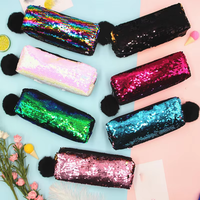 Nouveau Design créatif paillettes double couleur porte-crayon étudiant papeterie maquillage sac femmes paillettes Portable stylo sac de rangement