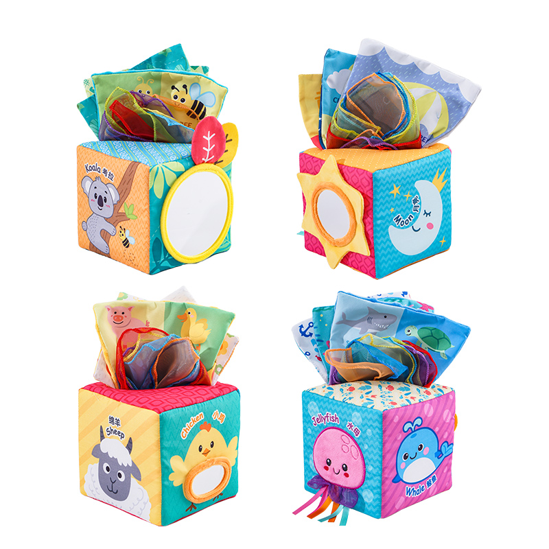 Дошкольное обучение, красочный волшебный мягкий детский выдвижной шарф, коробка для салфеток, игрушки