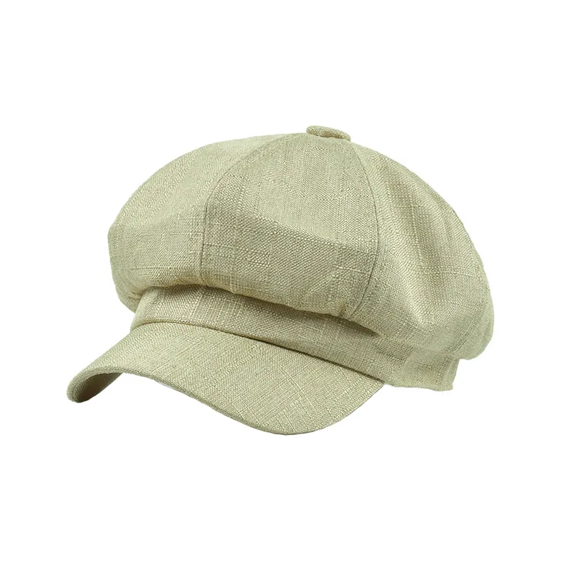 İngiliz retro ince pamuk ve keten sekizgen şapka unisex düz renk newsboy şapka kişiselleştirilmiş özelleştirme bere şapka