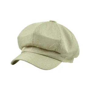 British Retro Thin Cotton And Linen Octagonal Hat Unisex Solid Color Newsboy Hat Personalized Customization Beret Hat