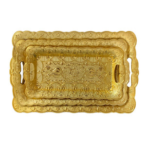 Set d'assiettes en or rose pour banquet européen Napperons de fête en cuivre avec estampage en <span class=keywords><strong>porcelaine</strong></span> Motif évidé Paquet d'assiettes - Product Image 3
