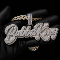 Pendentif Lettre Personnalisé Moissanite Iced Out Style Hiphop Cursive en Argent 925 Plaqué Rhodium/Or/Argent Certifié GRA