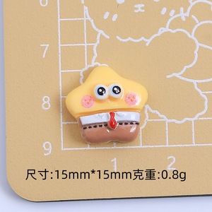 Mini stella marina rosa Kawaii spugna gialla cartone animato resina Nail Art fai da te decorazione Clip per capelli - Product Image 5