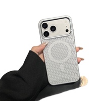 Nouvelle coque de téléphone magnétique à dissipation thermique en nid d'abeille avec cadre d'objectif métallique pour iPhone 17 Pro Max 16 PM 15 14 – Housse respirante