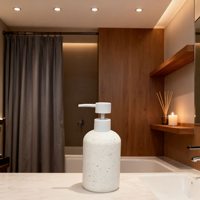 Distributeur de savon liquide en résine en gros, design moderne, écologique, durable, texture pierre, pour comptoir (lotion/shampoing/savon pour les mains)