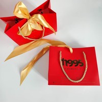 Luxe papieren cadeauzakjes op maat - Gouden foliedruk grote strik cadeauzakjes met touwhandvatten voor Valentijnsdag, bruiloft, feestjes