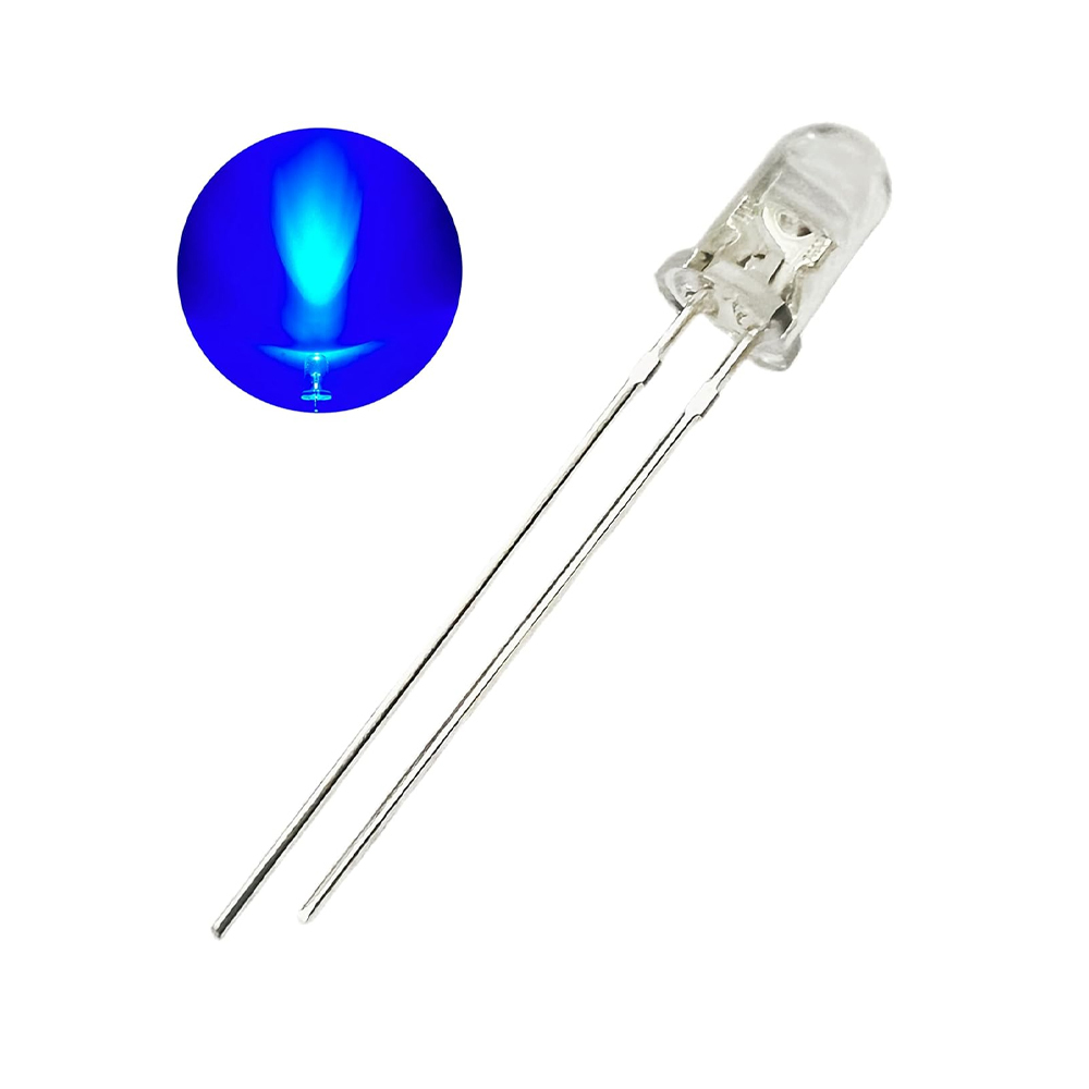 5mm Blue LED Diode Lights DC 3V 20mA Round Clear Lens Electronics Components Light Emitting Diodes LED Light Bulbs